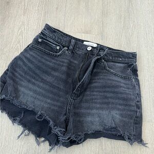 Abercrombie & Fitch Black Jean Shorts High-Waisted Frayed Hem